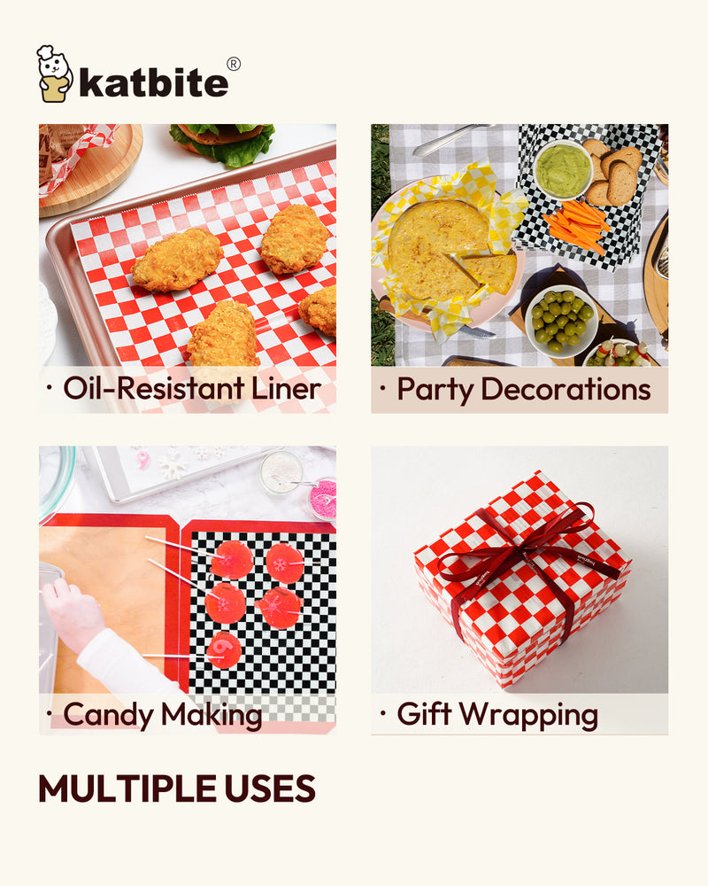 Katbite 120 Pop-Up Deli Wax Paper Sheets, 12x10.75" | Grease-Resistant Food Wrapping Paper for Sandwiches, Burgers, Burritos, and Takeout