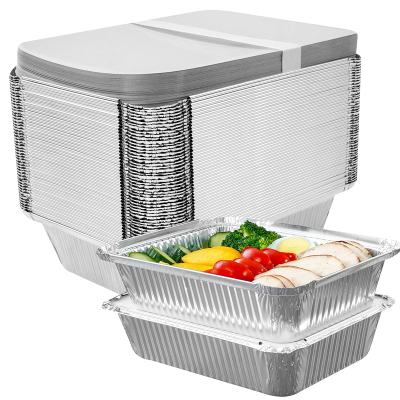 Katbite 6x8 50Pack with Lid Aluminum Foil Pans