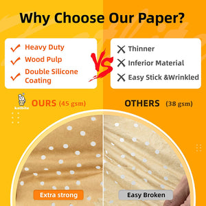 Katbite 9 in Heavy Duty Air Fryer Parchment Liners Unbleached 200 PCS 