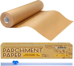 Unbleached Parchment Paper Roll for Baking 12in x 262ft, 260 Sq.Ft, Heavy Duty & Non-stick Baking Paper with Slide Cutter, Brown Parchment Paper for Cooking, Air Fryer, Steaming, Bread