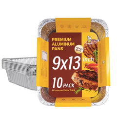 Katbite Aluminum Foil Roaster Baker Pans,9x13 Heavy Duty Foil Takeout Pans,10 Count