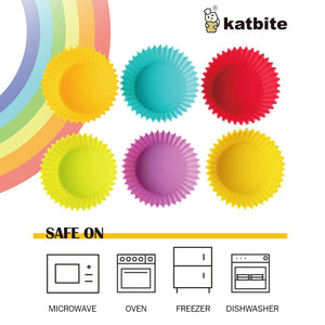 Katbite reusable silicone cupcake cups, 2.75″ size, nonstick and easy to clean—perfect for home baking muffins, cupcakes, and air fryer treats.