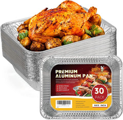 katbite 9x13 Half Size Aluminum Foil Pans, Disposable 30 Pack Baking Pans, Square Aluminum Baking Pans, Foil Pans Great for Cooking, Heating, Storing, Prepping Food