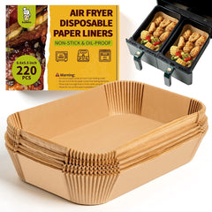Katbite 220PCS Rectangle Air Fryer Liners, 8.6x5.5'' Air Fryer Liners Disposable for Ninja Dual Air Fryer, Oil-Proof Air Fryer Parchment Paper Liners for Air Fryer Basket for Foodi DZ201, DZ401, FG551