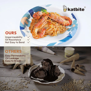 Katbite Compostable Paper Plates Blue Heavy Duty