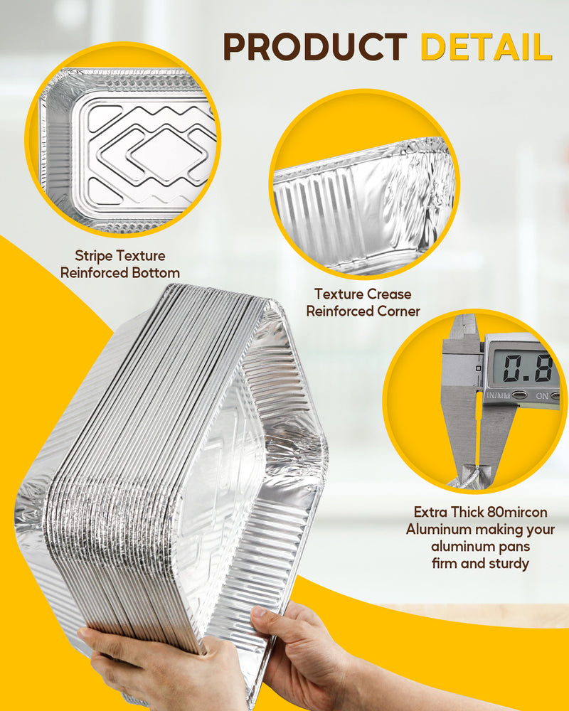 katbite 9x13 Half Size Aluminum Foil Pans, Disposable 30 Pack Baking Pans, Square Aluminum Baking Pans, Foil Pans Great for Cooking, Heating, Storing, Prepping Food