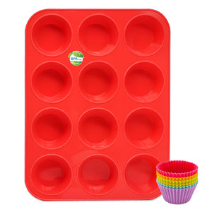 Katbite Silicone Muffin Pan Nonstick BPA Free Baking Tray
