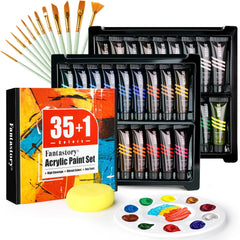 Fantastory Multi-color Acrylic Paint, Acrylic Craft Paint Set 0.74 fl oz 35+1Pc