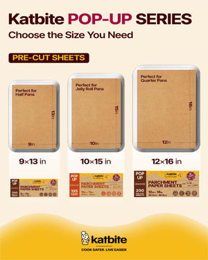 Katbite Heavy Duty Pop-Up Parchment Paper Sheets, Non-Stick, 9×13 10×15 12×16 in