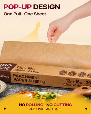 Katbite Heavy Duty Pop-Up Parchment Paper Sheets, Non-Stick, 9×13 10×15 12×16 in