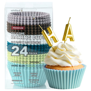 Katbite reusable silicone cupcake cups, 2.75″ size, nonstick and easy to clean—perfect for home baking muffins, cupcakes, and air fryer treats.
