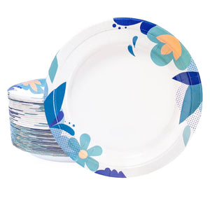 Katbite Compostable Paper Plates Blue Heavy Duty