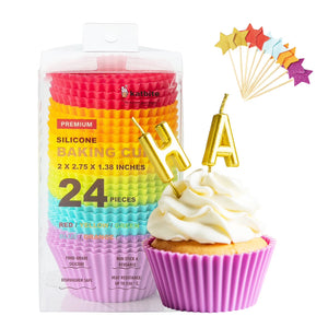 Katbite reusable silicone cupcake cups, 2.75″ size, nonstick and easy to clean—perfect for home baking muffins, cupcakes, and air fryer treats.