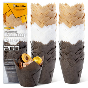 Katbite Tulip Cupcake Liners 200 Count Parchment Muffin Cups