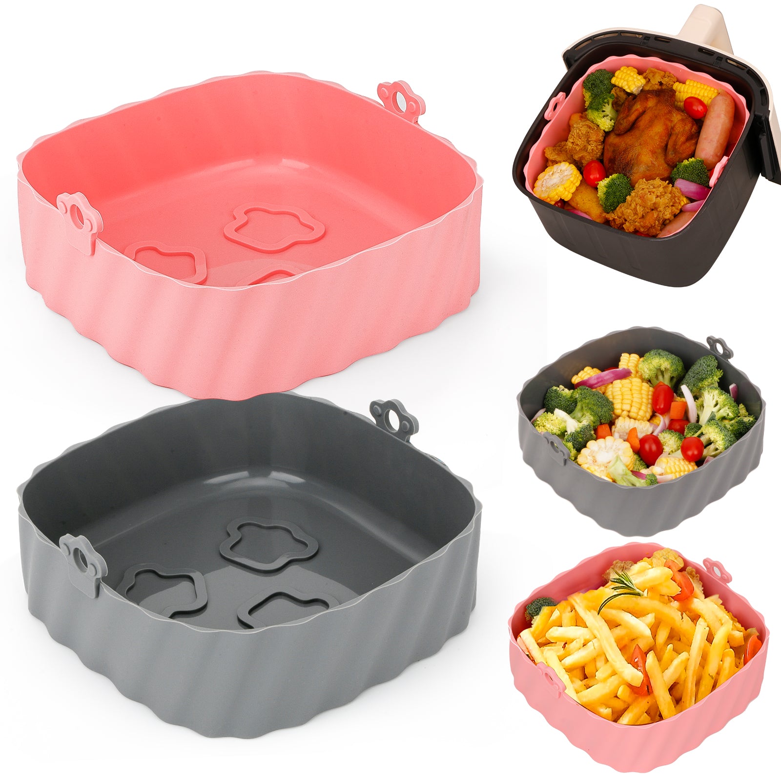 Silicone Air Fryer Pot,,Silicone Basket for Fryer Accessories