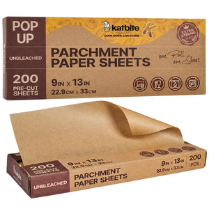 Katbite Heavy Duty Pop-Up Parchment Paper Sheets, Non-Stick, 9×13 10×15 12×16 in