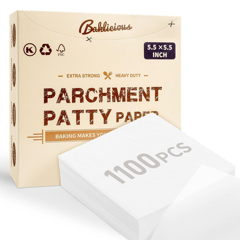 Baklicious Hamburger Patty Paper – 1100Pcs of 5.5"x5.5" Non-Stick Patty Paper