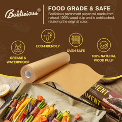 Baklicious Unbleached Parchment Paper Roll for Baking, 15 in x 210 Ft, 260 Sq.Ft