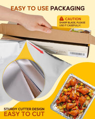 Katbite Aluminum Foil Heavy Duty 12inx150ft, 25 Micron Thick Strong Foils Aluminum Roll with Serrated Cutter for Home Cooking, Catering, Grilling, Roasting, 150Sqft