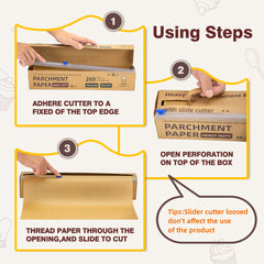 Unbleached Parchment Paper Roll for Baking, 15 in x 210 ft, 260 Sq.Ft Baking Paper with Slide Cutter, Heavy Duty & Non-stick, Brown Parchment Paper for Cooking, Air Fryer, Steaming, Bread, Cookies