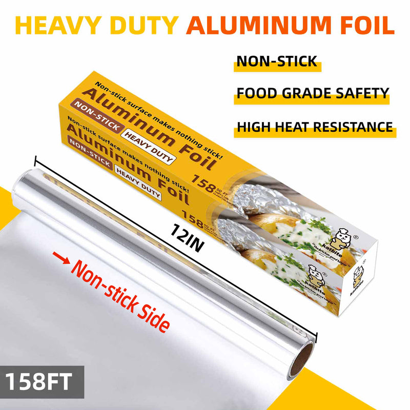 Katbite Non Stick Aluminum Foil Roll, 12 Inch 158 Sq.Ft Grilling Foil