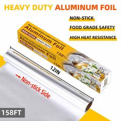 Katbite Non Stick Aluminum Foil Roll, 12 Inch 158 Sq.Ft Grilling Foil Wrap for Cooking, Roasting, BBQ, Baking, Catering