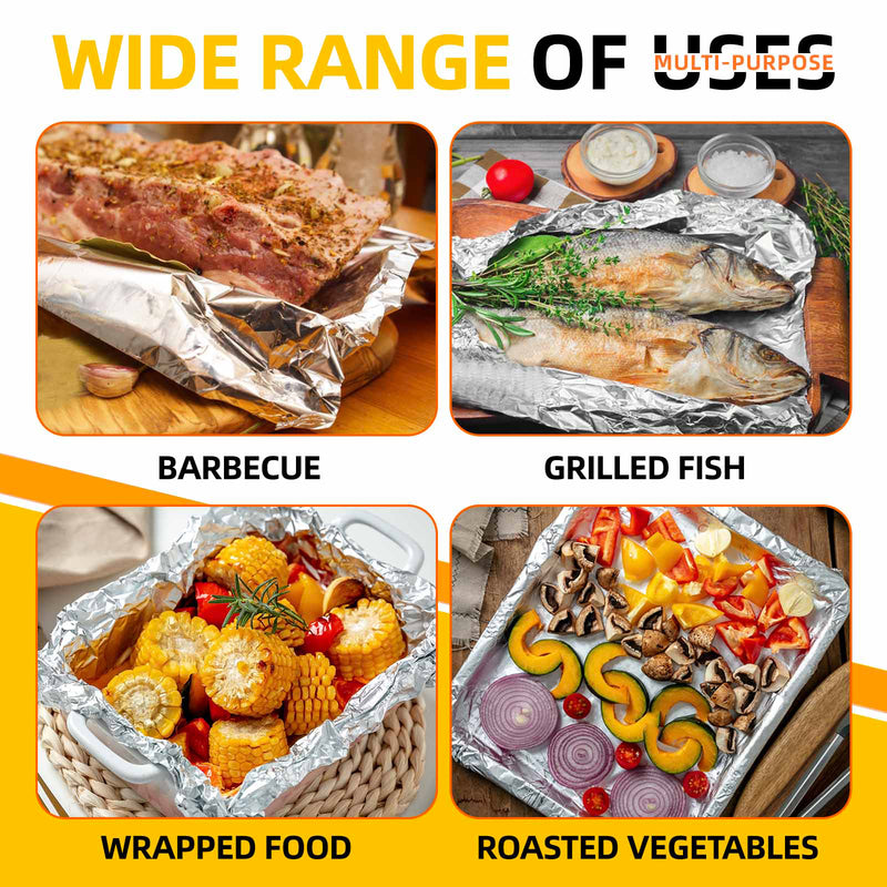 Katbite Non Stick Aluminum Foil Roll, 12 Inch 158 Sq.Ft Grilling Foil Wrap for Cooking, Roasting, BBQ, Baking, Catering