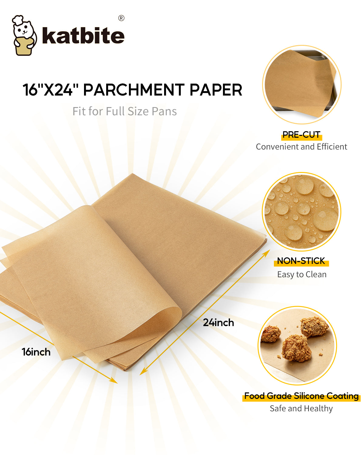 Katbite 16x24 inch Heavy Duty Parchment Paper Sheets, 100Pcs 16