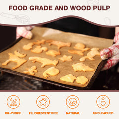 Unbleached Parchment Paper Roll for Baking, 15 in x 210 ft, 260 Sq.Ft Baking Paper with Slide Cutter, Heavy Duty & Non-stick, Brown Parchment Paper for Cooking, Air Fryer, Steaming, Bread, Cookies