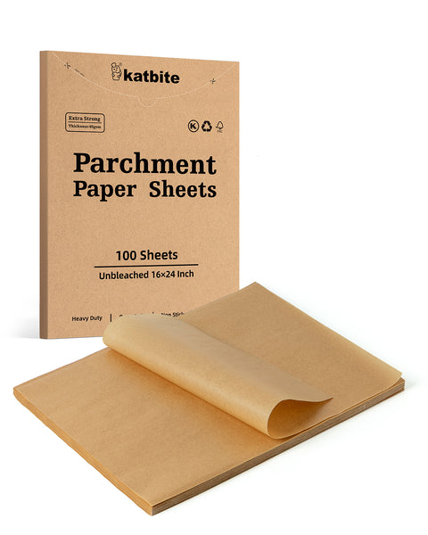 Katbite Unbleached Parchment Paper for Baking, 15 in x 210 ft, 260 Sq.Ft,  Heavy Duty Baking Paper with Slide Cutter, Non-stick Brown Parchment Paper