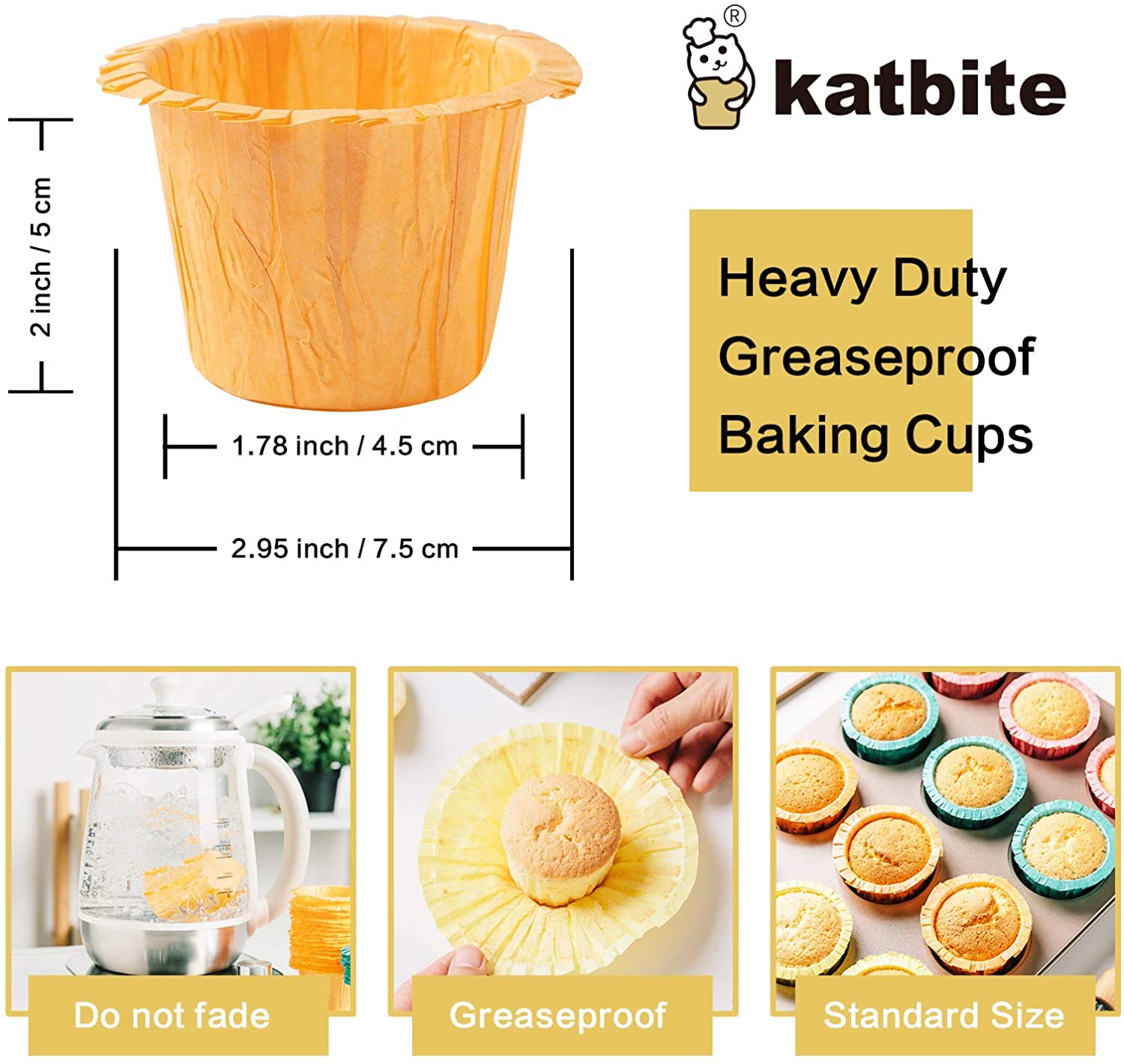 Katbite 24 Pack Silicone Cupcake Baking Cups Liners