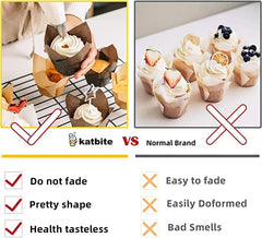 Katbite Tulip Cupcake Liners 200PCS, Muffin Baking Cupcake Liners Holders, Baking Cups, Cupcake Wrapper for Party, Wedding, Birthday(White)