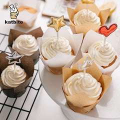 Katbite Tulip Cupcake Liners 200PCS, Muffin Baking Cupcake Liners Holders, Baking Cups, Cupcake Wrapper for Party, Wedding, Birthday(White)