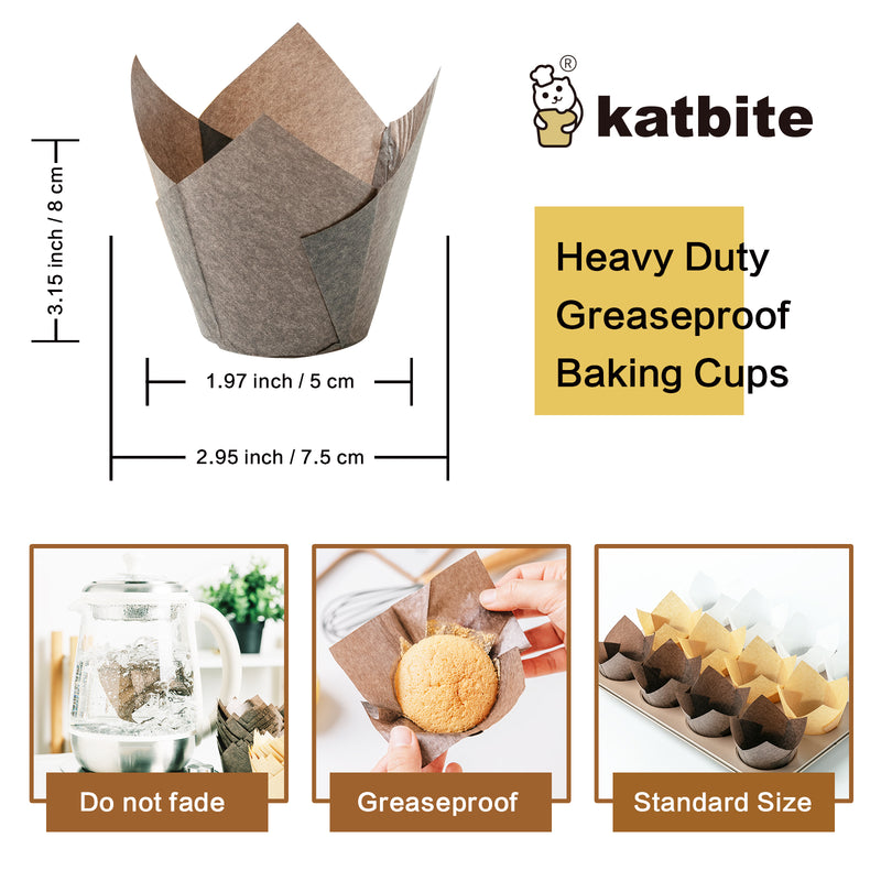 Katbite Tulip Cupcake Liners Muffin Baking Cups 200PCS