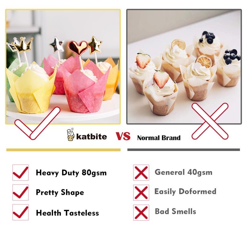 Katbite Tulip Cup Cupcake Liners 200PCS