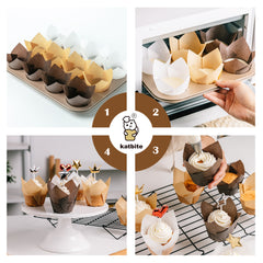 Katbite Tulip Cupcake Liners Muffin Baking Cups 200PCS