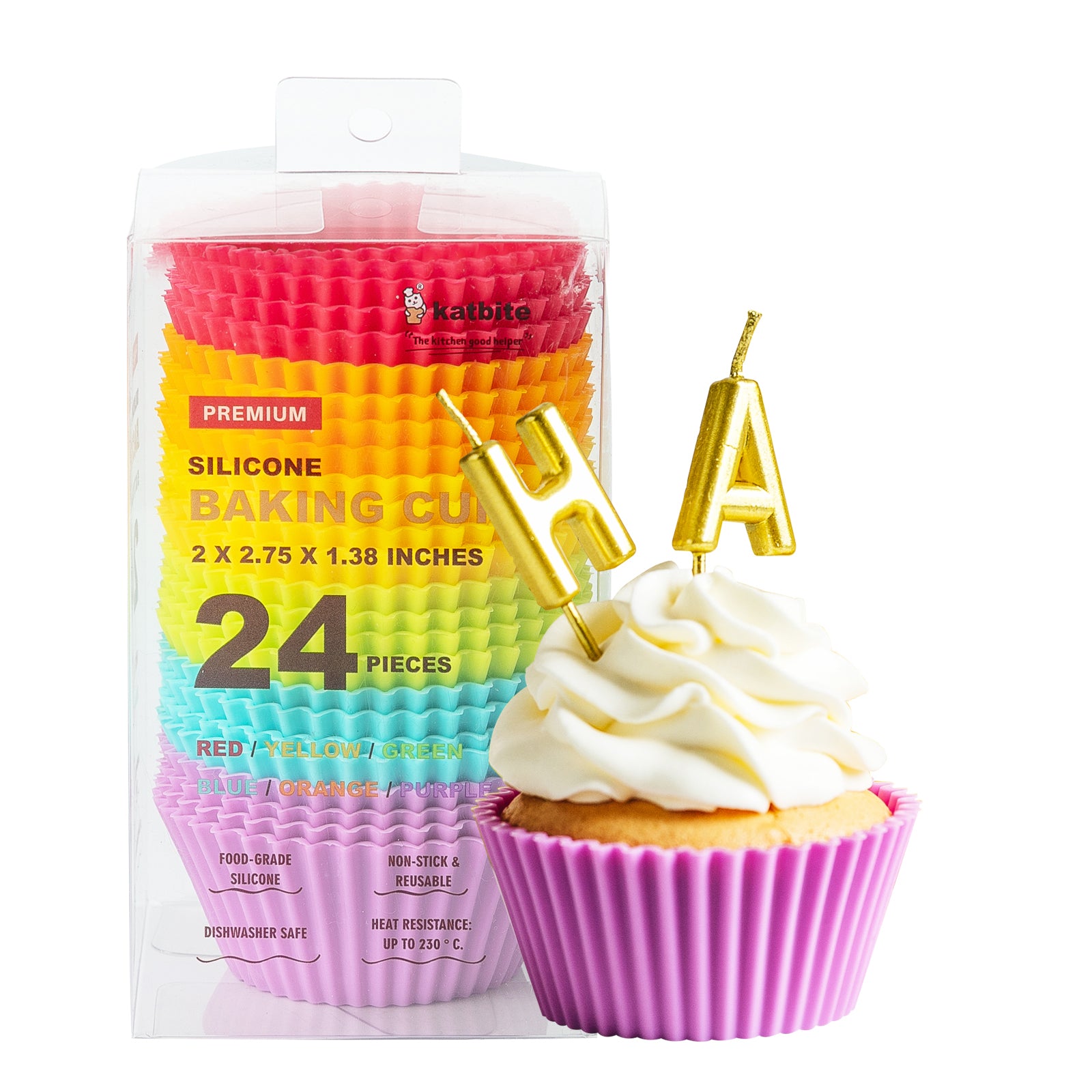 18 Pack Silicone Cupcake Baking Cups Reusable Food-Grade BPA Free